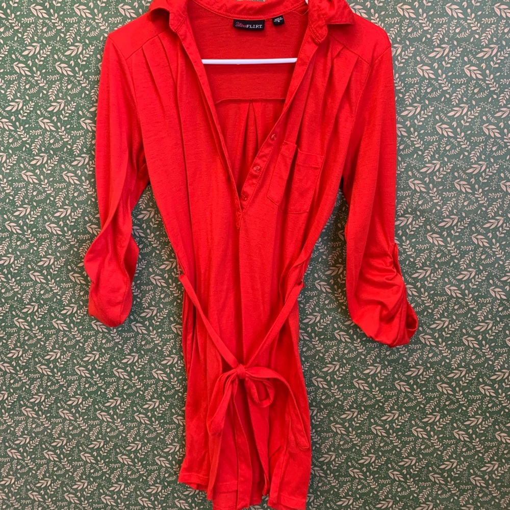 Red cotton casual dress